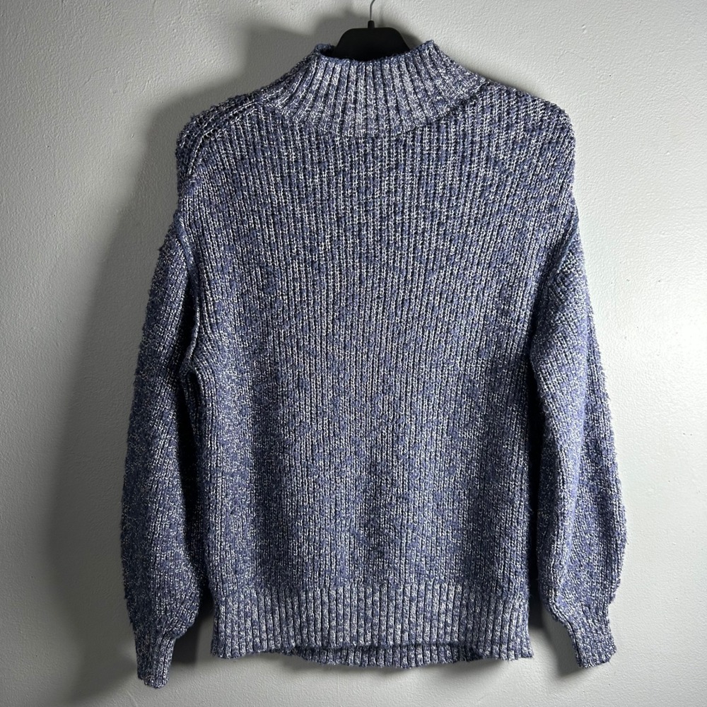 Aerie Women's XXS Blue Speckled Mock Neck‎ Ribbed Knit Sweater